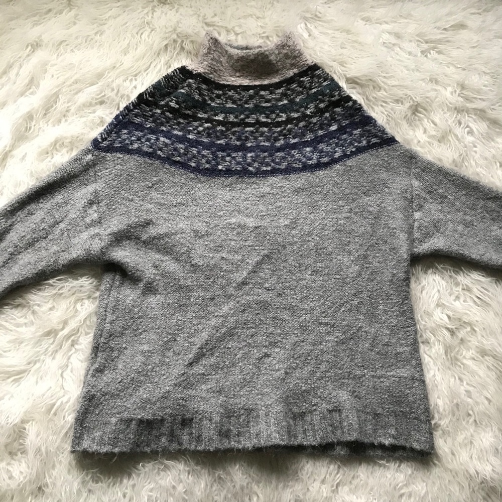 h&m fair isle mock sweater nordic‎ oversized thick